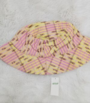 NEW Aerie Pink and Yellow Plaid Reversible Bucket Hat